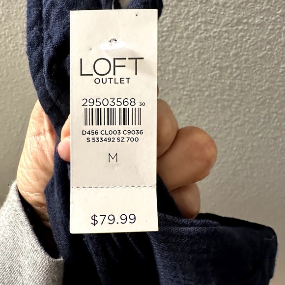 LOFT Outlet Women's Navy Blue Sleeveless Split V-Neckline Midi Dress Medium NWT - Picture 7 of 8